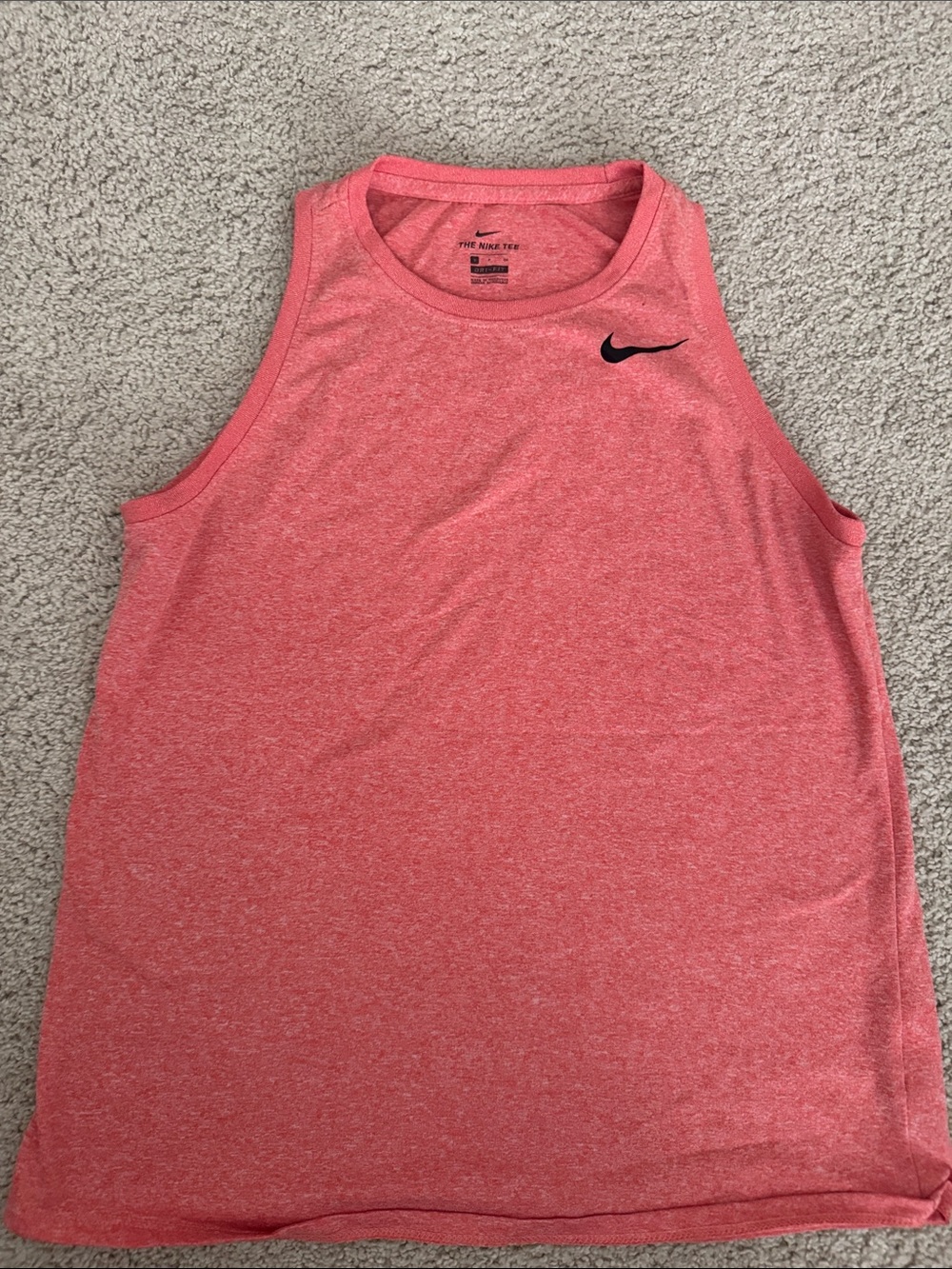 Nike Heather Coral Sleeveless Training Tank with Black Swoosh